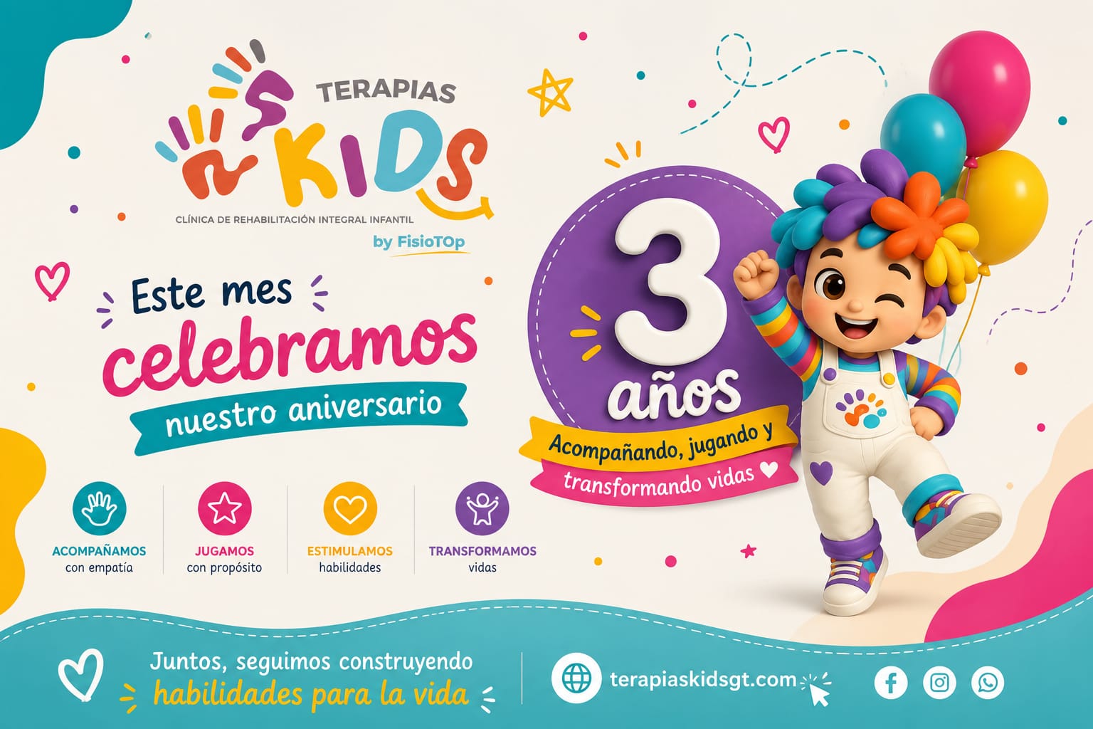 Terapias Kids by FisioTOP celebra su tercer aniversario acompañando el desarrollo de niños en Guatemala